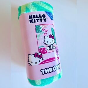 Hello Kitty Welcome to Jungle Pink and Green Throw Blanket